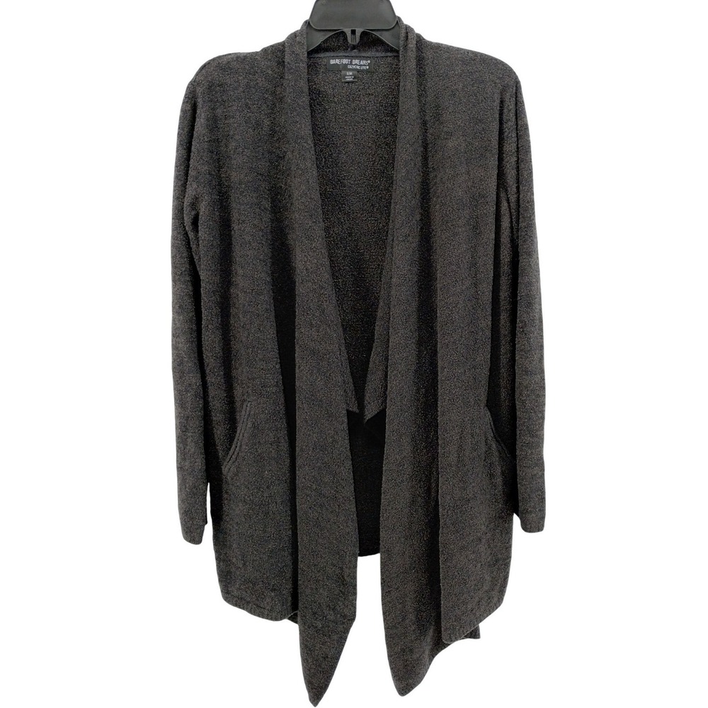 Barefoot Dreams CozyChic Open Cardigan Sweater Hi-Lo Pockets S/M‎ 903